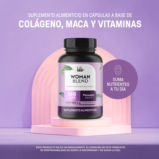 Suplemento alimenticio Life 360 Woman Blend con colágeno, maca y vitaminas, 360 cápsulas